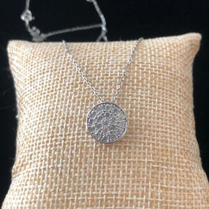 CP Sterling Silver 925 Dainty 18” Chain Necklace Pave Set CZ Clear Crystals